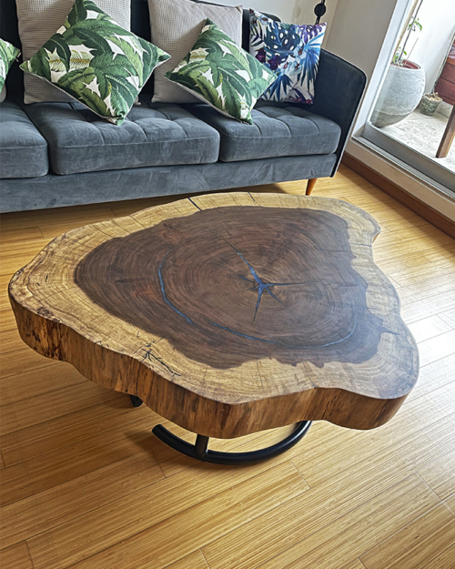Mesa de centro de madera natural del tronco de la losa del tronco del árbol